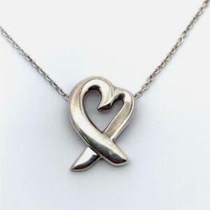 TIFFANY & Co. loving heart Sterling Silver Pendant Necklace -